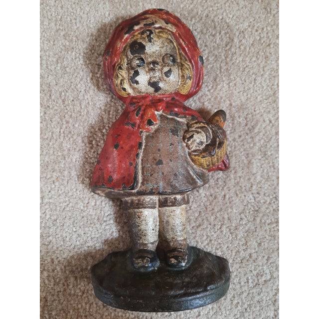 Vintage Hubley Doorstop Little Red Riding Hood Cast Iron Grace Drayton Fairy Tale For Sale - Image 10 of 10
