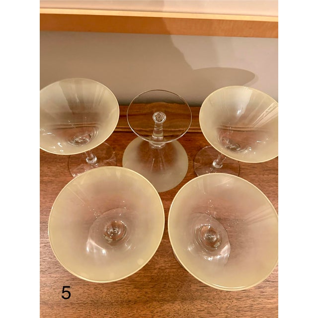 Mid-Century Modern Vintage Dorothy Thorpe Yellow Frosted Martini, Cocktail Glasses. Mid-Century Modern - 5 pcs For Sale - Image 3 of 11