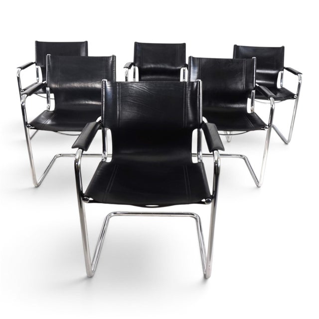 Visitor Chairs in Leather and Chrome by Mart Stam and Marcel Breuer for Matteo Grassi, 1970, Set of 6 For Sale - Image 11 of 18