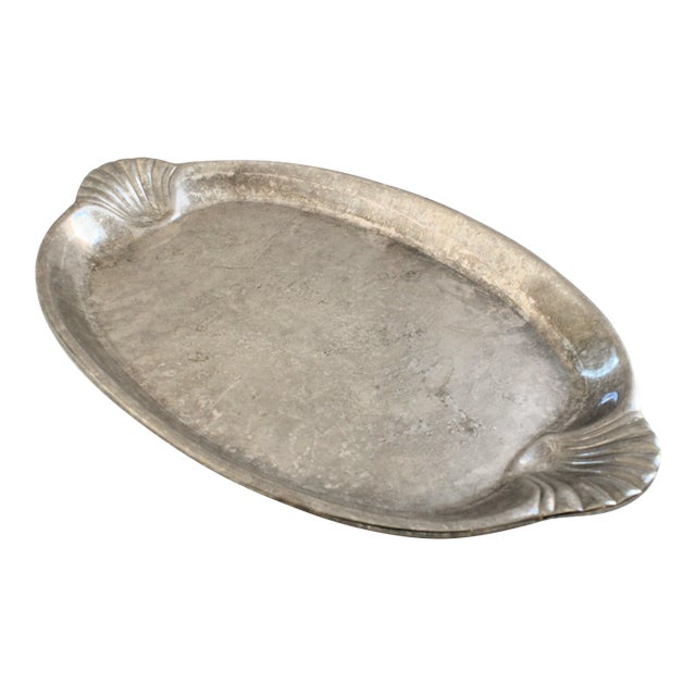 1960's Wilton Armetale Pewter Clam Shell Serving Tray For Sale