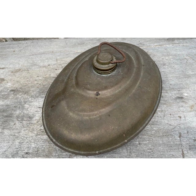 Antique Brass Bed Warmer - Oval Primitive Foot Warmer For Sale In Philadelphia - Image 6 of 9