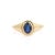Contemporary Chic 14k Gold Blue Sapphire Contemporary Signet Ring Size 5.5 For Sale - Image 3 of 12