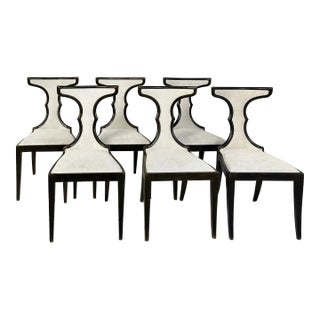 Pregno Srl Italian Upholstered Klismos Style Dining Chairs, Set of 6 For Sale