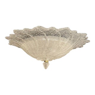 Murano Granola Glass Clear Wave Flush Mount For Sale