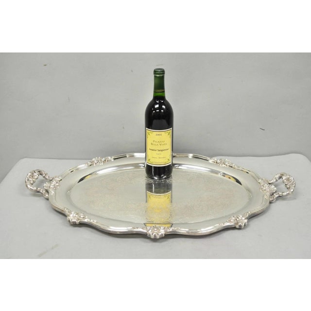 Vintage Reed & Barton 05600 Regent Victorian Silver Plated Serving Platter Tray. Circa Mid 20th Century. Measurements: 2"...
