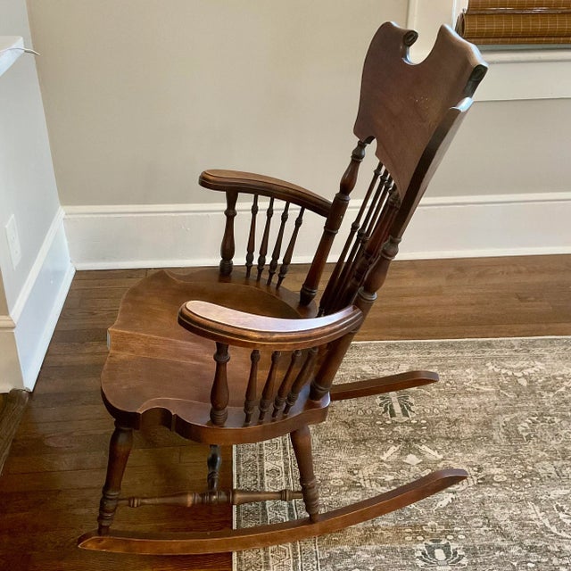 Beautiful Antique Rocking Chair With Mother of Pearl Inset For Sale - Image 4 of 10