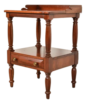 Davis Cabinet Co. American Colonial Carved Solid Cherry Wood Nightstand, Circa 1960s