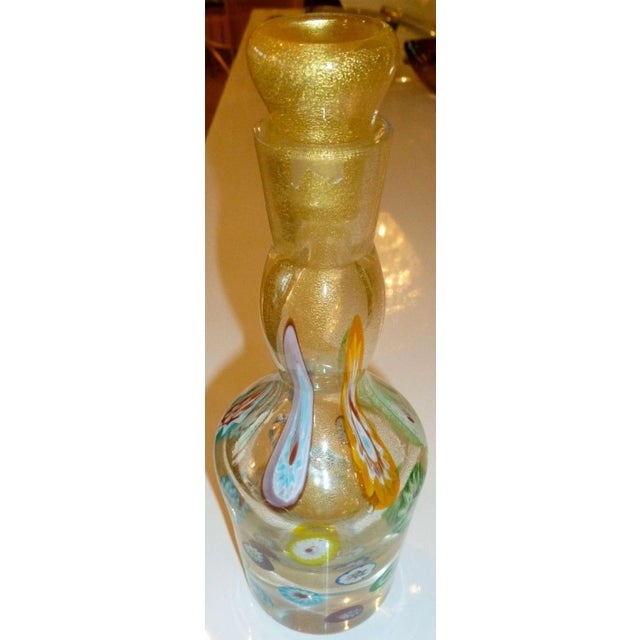 This stunning Italian Murano vintage hand blown glass decanter bottle by Fratelli Toso is so rich looking and has the most...