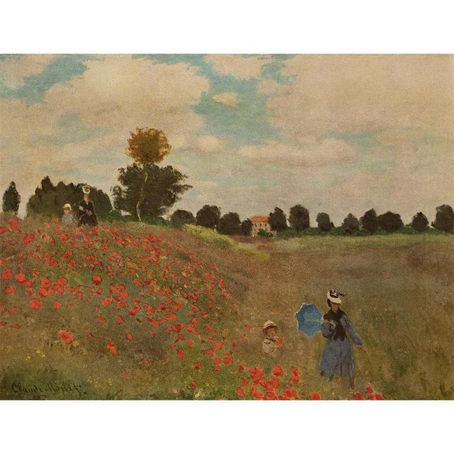 Persimmon 1950 After Claude Monet "Poppies" First Edition Parisian Full-Color Print For Sale - Image 8 of 8