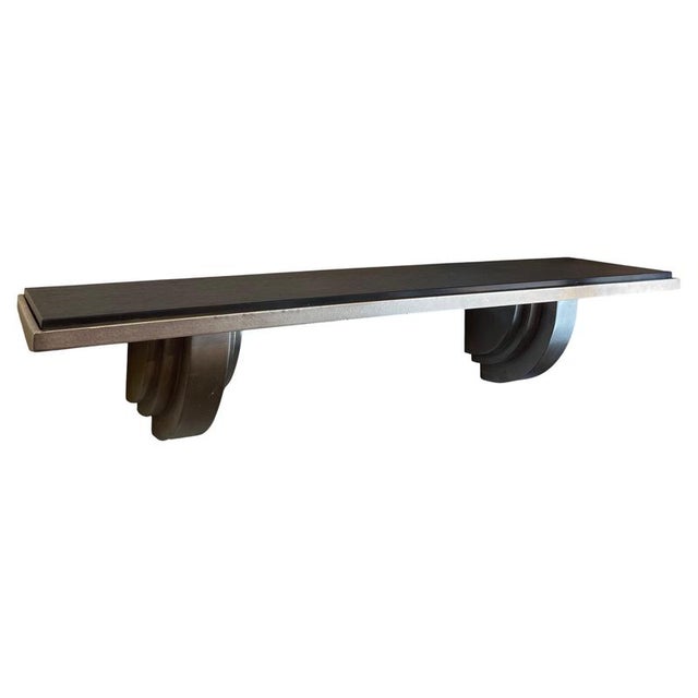 Vintage Art Deco Shelf in Silver-Plated Steel and Black Marble, 1980s For Sale - Image 16 of 16