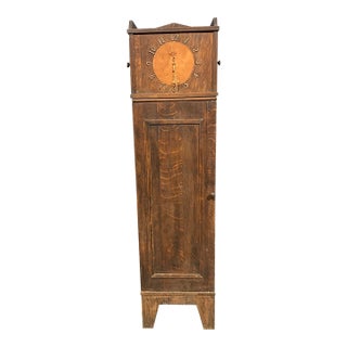 Quarter Sawn Oak Arts & Crafts Floor Clock With Cabinet For Sale