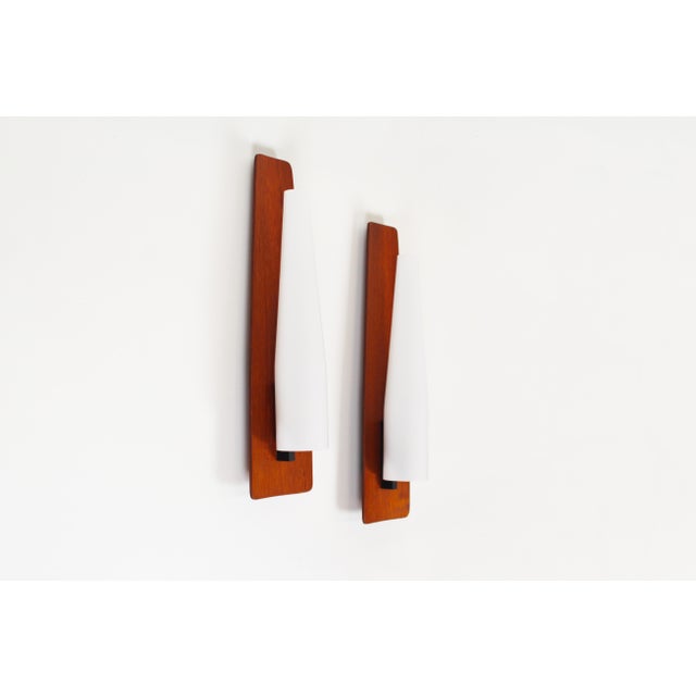 Wall Lamps in Teak and Opaline Glass from Kaiser-Leuchten, 1960s, Set of 2 For Sale - Image 9 of 9