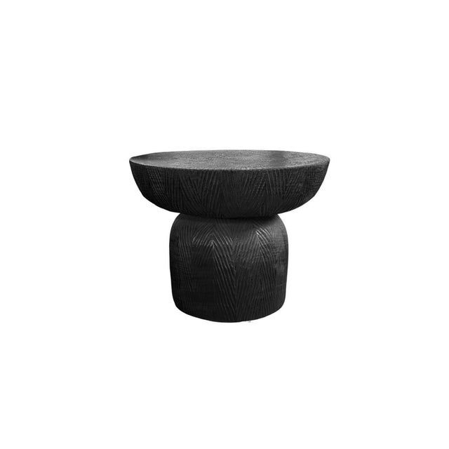 Sculptural Round Table Crafted From Solid Mango Wood, Burnt Finish For Sale - Image 6 of 9