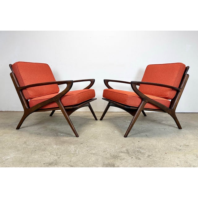 Poul Jensen Mid Century Danish Modern Poul Jensen Z Chair Style Lounge Chairs Restored For Sale - Image 4 of 12