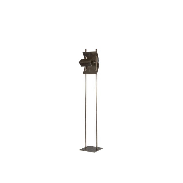 Geometric Floor Lamp in Silver Metal, 1980s For Sale - Image 9 of 9