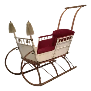 Antique Push Sled W/Horsehair Tassels