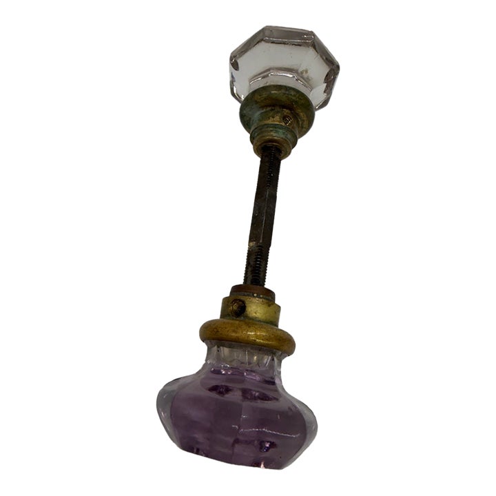 Antique Victorian Sun-Purple Amethyst & Clear Glass Doorknob Set With ...