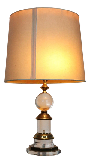 Modernist Hollywood Regency Lamp in Acrylic and Brass, 1970s