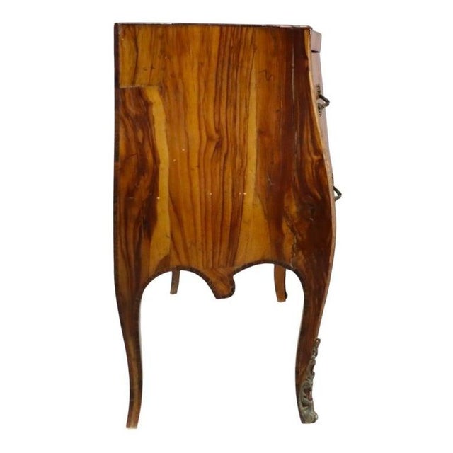 Wood Italian Olivewood & Ormolu 2-Drawer Bombe Commode C1910 For Sale - Image 7 of 16