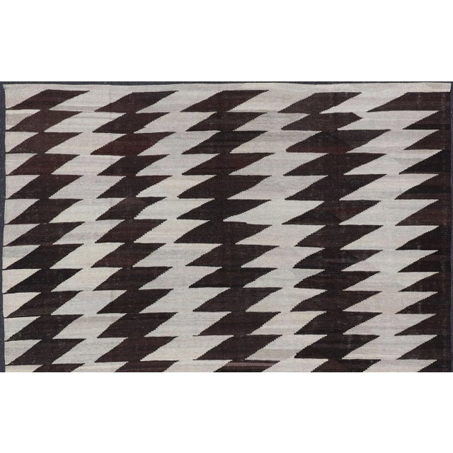 2020s Afghanistan Kilim With Modern Design With Browns and Gray For Sale - Image 4 of 11