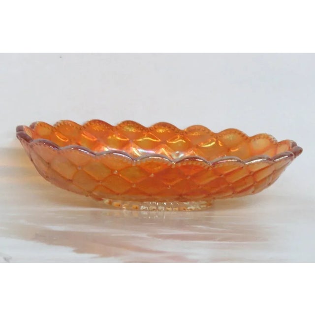 Imperial Quilted Diamond Pansy Marigold Carnival Glass Candy Dish For Sale - Image 10 of 11