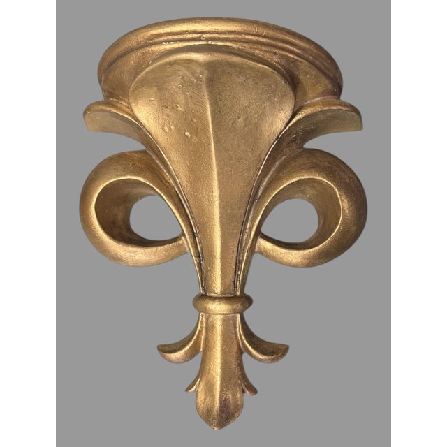 Mid 20th Century Pair of Mid 20th Century Carved Composition Gold Gilt Painted Hanging Wall Shelves For Sale - Image 5 of 6