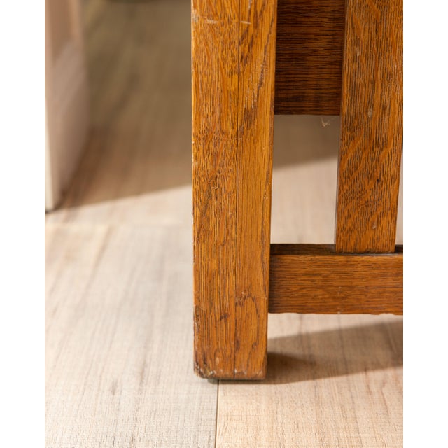 Antique Arts & Crafts Mission Quarter-Sawn Oak High-Back Lounge Chair For Sale - Image 9 of 16