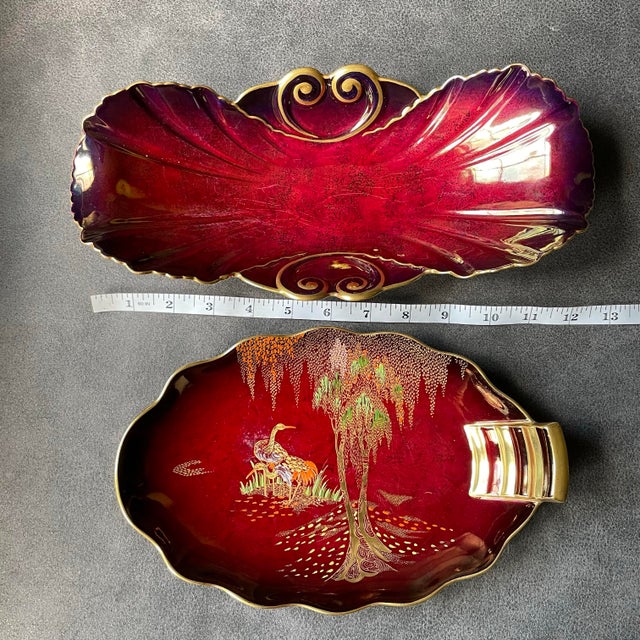 1950s Fancy Carlton Ware Rouge Royale Stork and Willow Tree Dish and ...