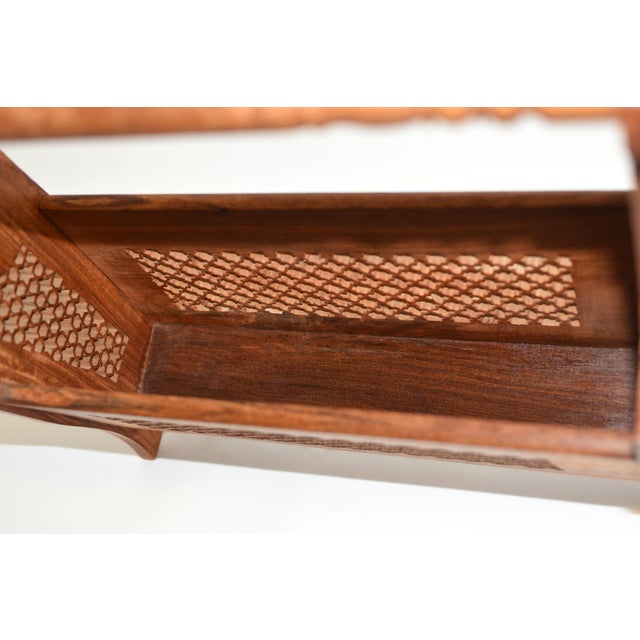 Vintage Carved Teak Wood Magazine Rack For Sale - Image 10 of 15