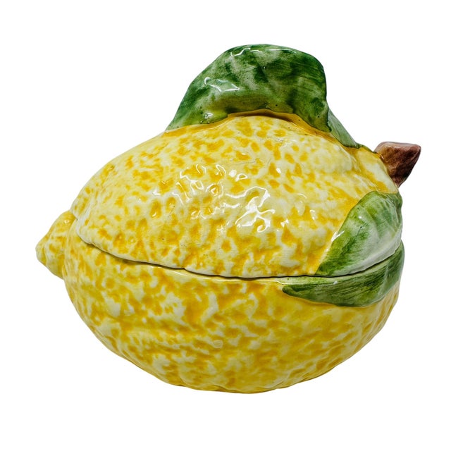 Mediterranean Vintage Vietri Hand-Painted Ceramic Lemon Dish - Made in Italy For Sale - Image 3 of 10