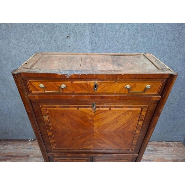 Late 18th Century LXVI Marquetry Drop-Front Secretary For Sale - Image 3 of 11