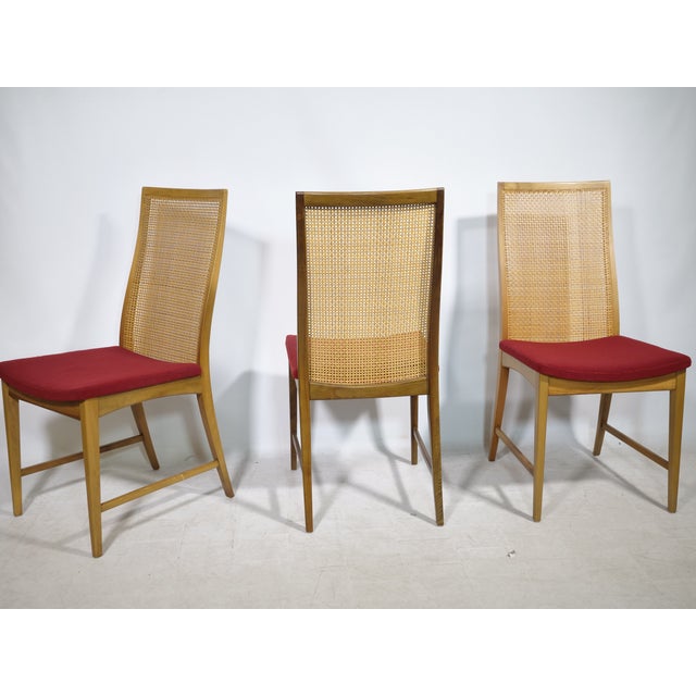 Wood Mid-Century Modern Walnut Wicker Dining Chairs by Dillingham, 1960s, Set of 8 For Sale - Image 7 of 13