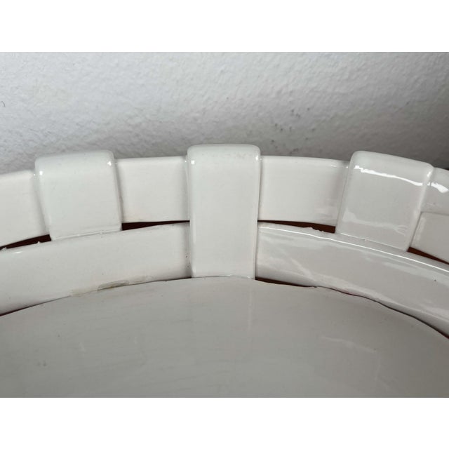 Vintage Italian White Ceramic Woven Basket Bowl For Sale - Image 16 of 18
