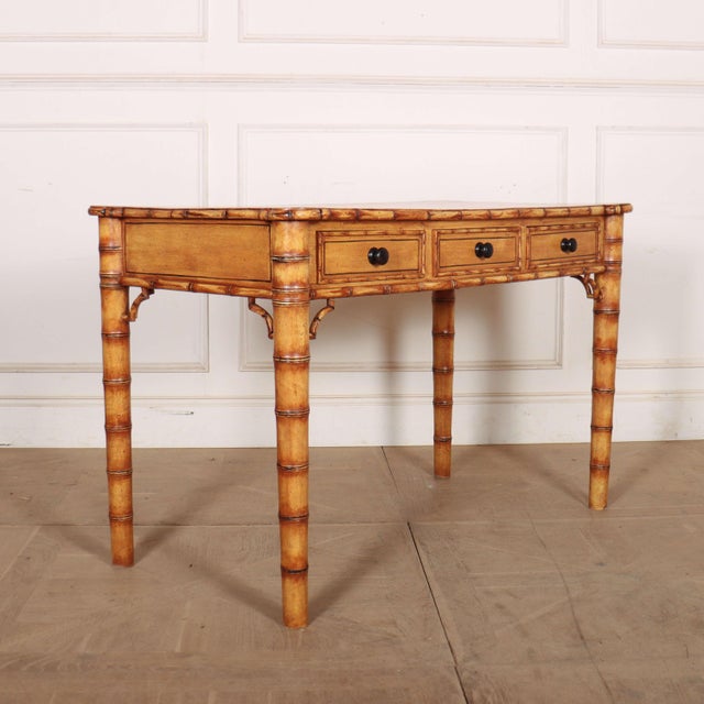 English Faux Bamboo Desk, 1920s For Sale - Image 12 of 12