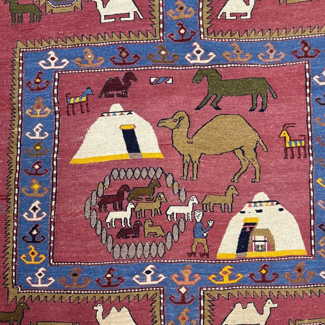 Textile 3ft 11in × 5ft 3in Azerbaijani Kilim Area Rug For Sale - Image 7 of 12