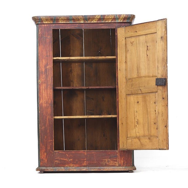 Antique Rustic Farmhouse Folk Art Painted Bridal Cabinet, 1860 For Sale - Image 9 of 16