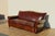 Animal Skin Vintage Art Deco Distressed Brown Leather Three-Seat Sofa With Mustache Back For Sale - Image 7 of 18