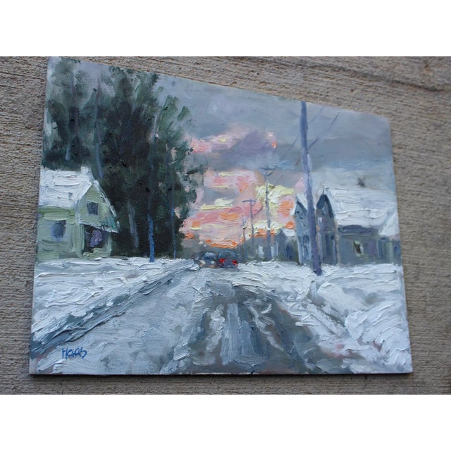 "Winter Dusk" Contemporary Winter Landscape Oil Painting For Sale In Reno/Lake Tahoe - Image 6 of 12