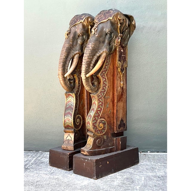Vintage Boho Polychromed Elephant Statues - A Pair For Sale In West Palm - Image 6 of 12