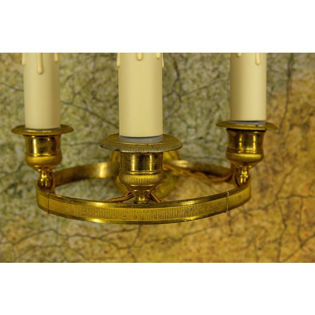 Metal Empire French Brass and Bronze Three-Light Wall Sconces, 1920s, Set of 2 For Sale - Image 7 of 18