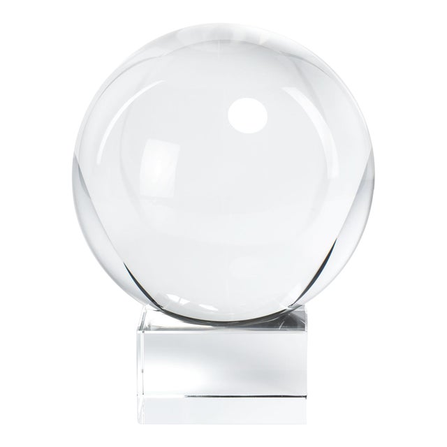 Sakinah Decorative Crystal Glass Orb on Base, Large, Clear For Sale
