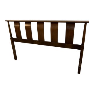 Mid-Century Modern Vertical Slat Walnut Headboard For Sale
