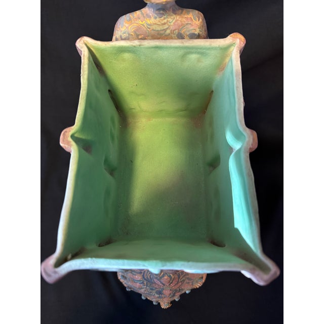 Ceramic Vintage Ceramic Elephant Cachepot Planter With Mahout Rider For Sale - Image 7 of 8