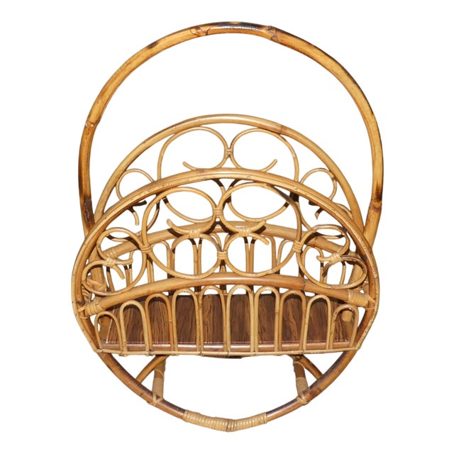 Large Bamboo and Bentwood Newspaper Rack For Sale