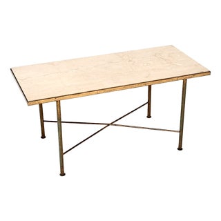 Vintage French Brass and Marble Coffee Table, 1960 For Sale