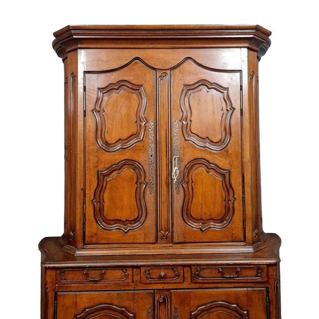 Louis XV Curved Walnut Cabinet For Sale - Image 3 of 5