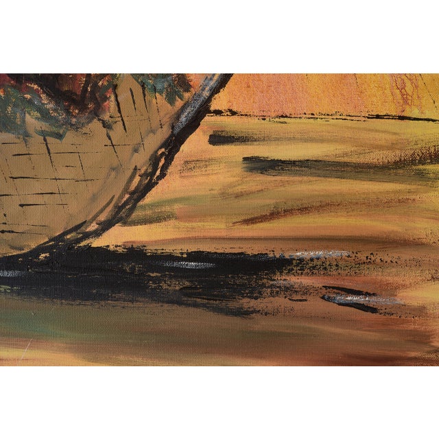 Wood Mid Century Anna Peterson Flower Bowl Still Life Painting For Sale - Image 7 of 10