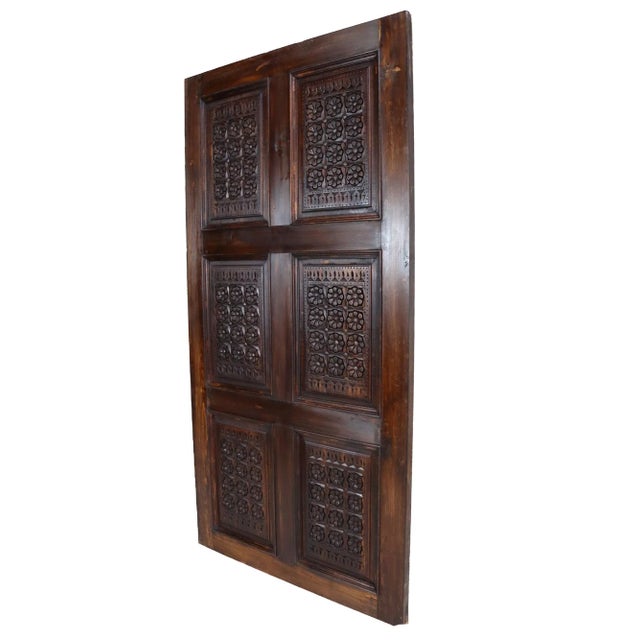 Handmade and Handcarved Sliding Door Panel, Nuristan, Afghanistan, 1920s For Sale - Image 9 of 11