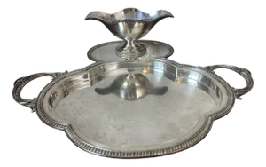 Antique Dish and Integrated Sauce Boat, 1890s