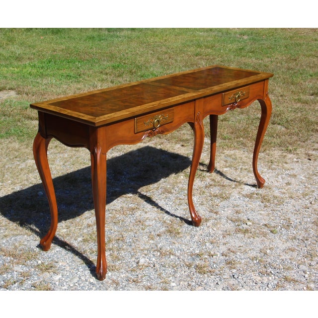 Vintage Traditional Baker Furniture Louis XV Style Walnut Console Sofa